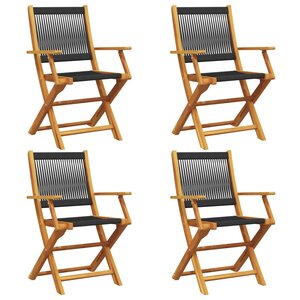 vidaXL Chaises de jardin pliantes lot de 4 noir bois d'acacia massif