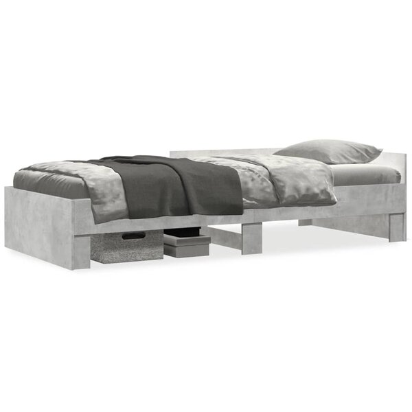 vidaXL Cadre de lit sans matelas gris béton 90x200cm bois d'ingénierie