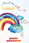 69-3112 Carte Anniversaire Merveilleux Arc-en-ciel peint à l'Aquarelle Après la Pluie Beau Temps Soleil - Finitions Dorure Or Doré + Gaufrage en Relief +1 Enveloppe Format 12x17cm - Fabriqué en Europe