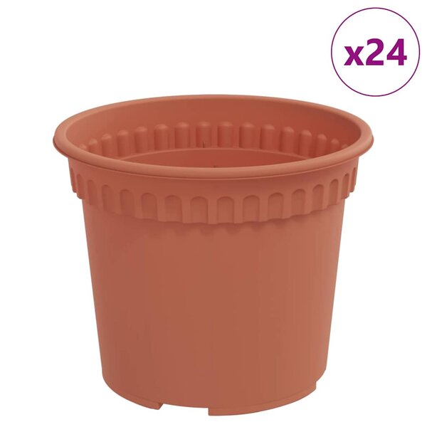 vidaXL Pot à fleurs rond 24 Pièces Rouge brique Ø 12 5 x 10 cm Plastique