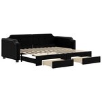 vidaXL Lit de jour avec gigogne et tiroirs noir 80x200 cm tissu