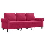 vidaXL Canapé à 3 places Rouge bordeaux 180 cm Velours
