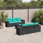 vidaXL Salon de jardin 7 Pièces avec coussins noir résine tressée