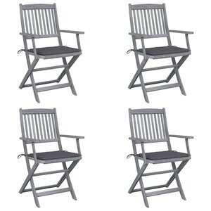 vidaXL Chaises pliables d'extérieur lot de 4 et coussins Bois d'acacia