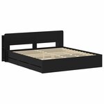 vidaXL Cadre de lit avec rangement Noir 180 x 200 cm Bois d'ingénierie
