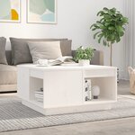 vidaXL Table basse Blanc 60x61x32 5 cm Bois massif de pin