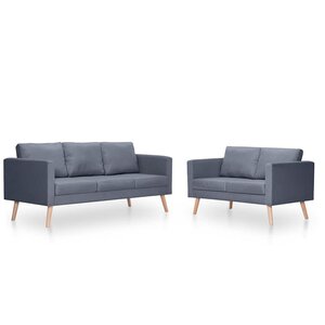 vidaXL Ensemble de canapés à 2 places et à 3 places Tissu Gris foncé