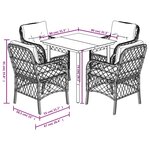vidaXL Ensemble à manger de jardin 5 Pièces coussins gris résine tressée