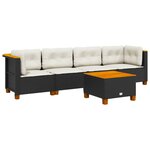 vidaXL Salon de jardin 5 Pièces avec coussins noir résine tressée