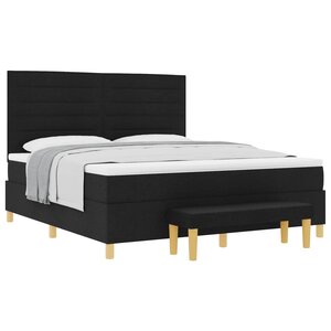 vidaXL Lit à ressorts avec tête de lit Noir 200 x 180 cm tissu