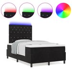 vidaXL Lit à ressorts avec matelas et LEDs noirs 120x190 cm en velours