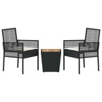 vidaXL Ensemble bistro de jardin 3 Pièces Noir Poly rotin