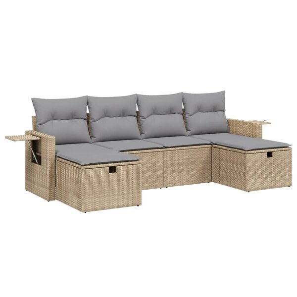 vidaXL Salon de jardin avec coussins 6Pièces mélange beige résine tressée