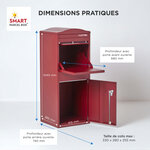 Boîte à colis incurvée 1 porte Large Bordeaux Acier galvanisé SMART PARCEL BOX™