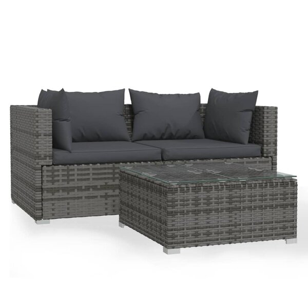 Salon de jardin meuble d'extérieur ensemble de mobilier 3 pièces avec coussins gris résine tressée 02_0015976
