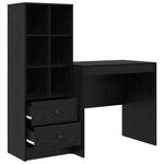 vidaXL Bureau avec tiroir avec étagère avec stockage 2 Pièces Chêne noir