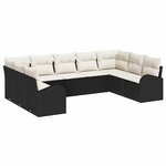 vidaXL Ensemble de canapé de jardin 9 Pièces Noir Poly rotin