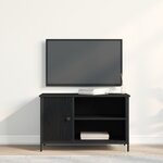 Meuble TV vidaXL en chêne noir 80x40x50 cm en bois d'ingénierie et acier