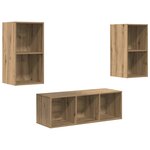 vidaXL Ensemble meuble TV 3 Pièces Chêne artisanal Bois d'ingénierie