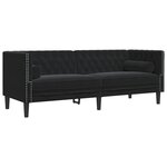 vidaXL Canapé Chesterfield avec traversins 3 places noir velours