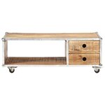 vidaXL Table basse 89x59x33 cm Bois massif de manguier brut