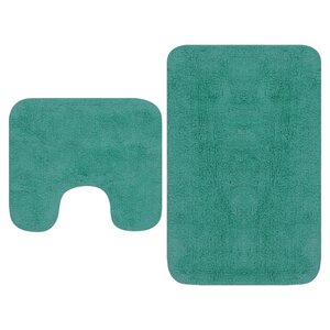 vidaXL Tapis de salle de bain 2 Pièces Tissu Turquoise