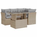 vidaXL Salon de jardin avec coussins 5 Pièces beige résine tressée