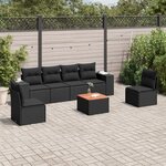 vidaXL Salon de jardin 7 Pièces avec coussins noir résine tressée