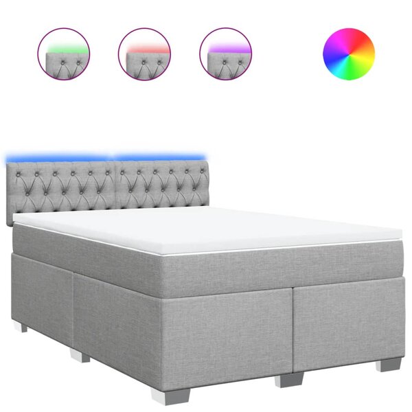 vidaXL Sommier à lattes de lit avec matelas Gris clair 160x200cm Tissu
