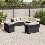 vidaXL Salon de jardin 11 Pièces avec coussins noir résine tressée