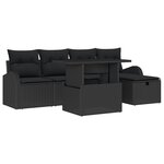 vidaXL Ensemble de canapé de jardin 6 pièces avec coussins noirs en poly rotin