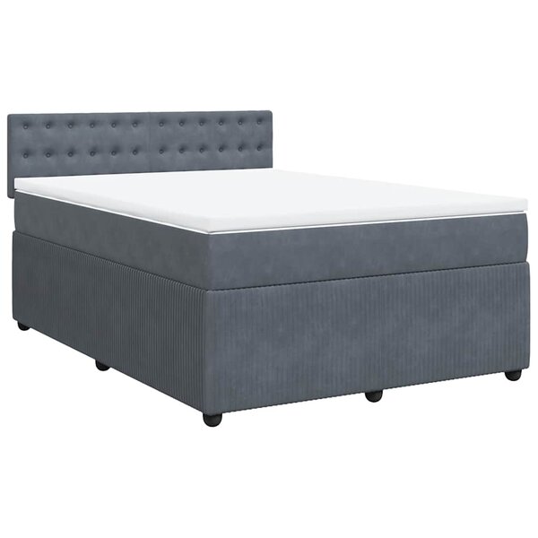 vidaXL Sommier à lattes de lit et matelas Gris foncé 140x190cm Velours