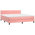 vidaXL Sommier à lattes de lit avec matelas Rose 180x200 cm Velours