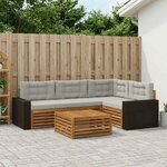 vidaXL Ensemble de canapés d'extérieur 5 Pièces Naturel et gris clair