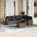 vidaXL Salon de jardin avec coussins 7 Pièces gris résine tressée