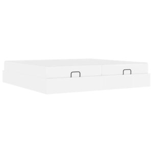 vidaXL Cadre de lit avec matelas Blanc pur 200 x 200 cm Faux cuir