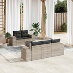 vidaXL Salon de jardin 6 Pièces avec coussins gris clair résine tressée