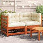 vidaXL Canapés d'angle de jardin coussins 2 Pièces cire marron pin massif