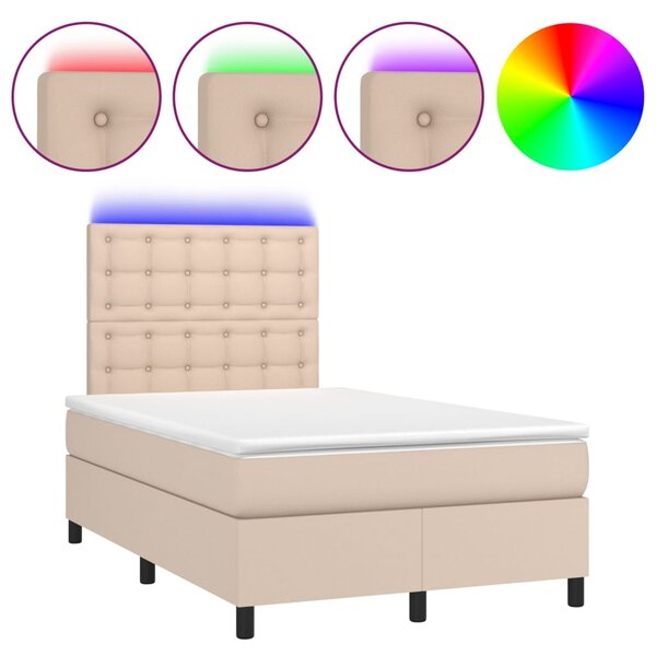 vidaXL Sommier à lattes de lit avec matelas LED Cappuccino 120x200 cm