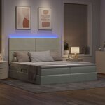 vidaXL Lit de rangement LED avec matelas Gris clair 200 x 200 cm