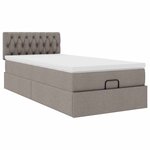 vidaXL Lit ottoman avec matelas et LED taupe 90x200 cm tissu