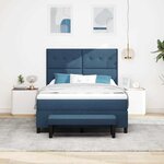vidaXL Lit à ressorts avec tête de lit Bleu 160 x 200 cm tissu