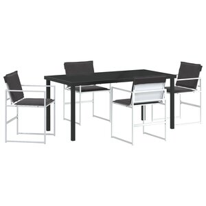 vidaXL Ensemble de salle à manger de jardin 5 pièces avec coussins en Textilène blanc et acier