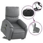 vidaXL Fauteuil inclinable de massage Gris Similicuir