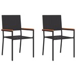vidaXL Chaises de Jardin Empilables avec Coussins - Set de 2 Pièces en Rattan Poly Noir