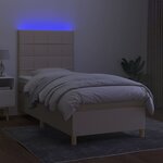 vidaXL Sommier à lattes de lit et matelas et LED Crème 100x200cm Tissu