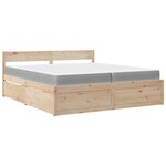vidaXL Lit avec tiroirs et matelas 200x200 cm bois massif de pin