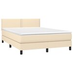 vidaXL Sommier à lattes de lit avec matelas LED Crème 140x200 cm Tissu