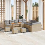 vidaXL Ensemble de canapé de jardin 14 Pièces Beige polyrotin