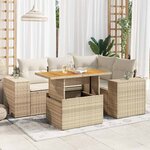 vidaXL Salon de jardin avec coussins 5 Pièces beige résine tressée